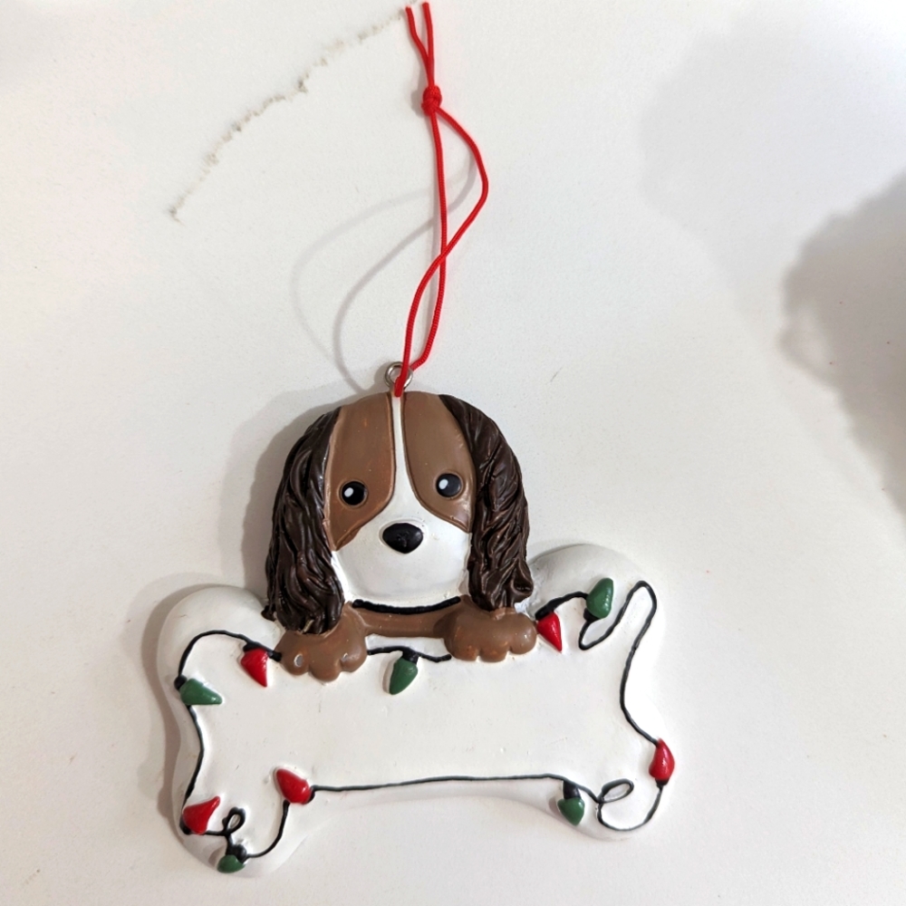 5 pack. Dog ornaments. Brand new. Christmas. Add a name.